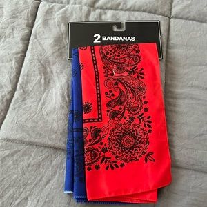 Greenbrier dog bandanas NWT red and blue. Approximately 20” long